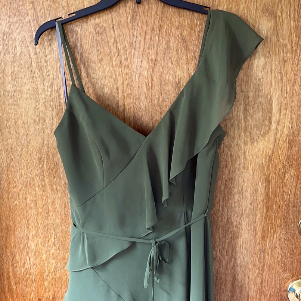 Vera wang Asymmetrical bridesmaid dress. Discontinued color: Olive.